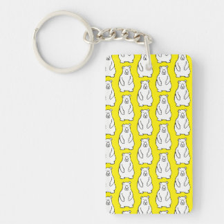 Funny Cartoon Grizzly Polar Bears Yellow Key Ring