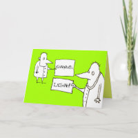 Funny Cartoon Guys with Signs Congratulations