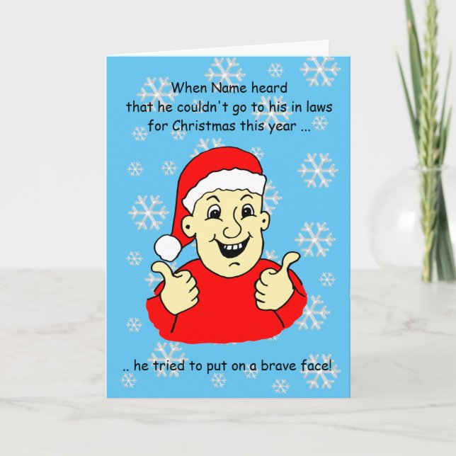 Funny Cartoon Happy Man Christmas Holiday Card (Front)