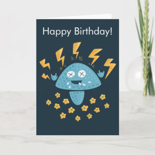 Funny Cartoon Heavy Metal Mushroom Card