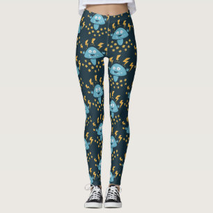 Funny Cartoon Heavy Metal Music Mushroom Leggings