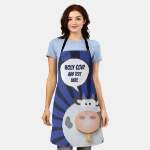 Funny Cartoon Holy Cow All-Over Print Apron