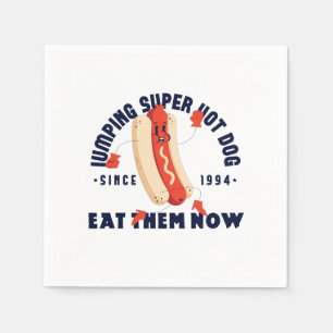 Funny Cartoon Hot Dog Art Graphic Tee Since 1994 Napkin
