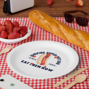 Funny Cartoon Hot Dog Art Graphic Tee Since 1994 Paper Plate