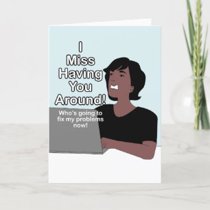 Funny Cartoon I Miss You  Thank You Card