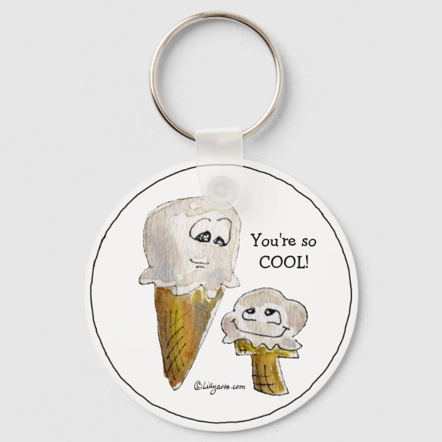 Funny Cartoon Ice Cream Cones Keychain (Front)