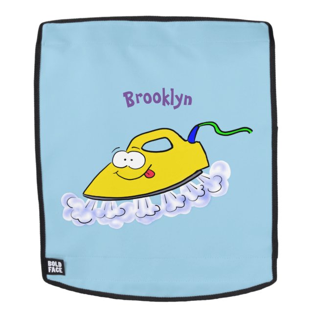 Funny cartoon iron laundry illustration backpack (Removable Face)