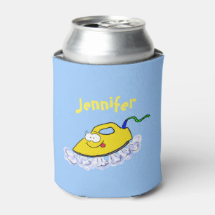 Funny cartoon iron laundry illustration can cooler