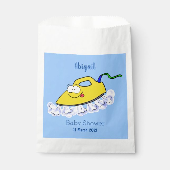 Funny cartoon iron laundry illustration favour bag (Front)