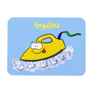 Funny cartoon iron laundry illustration magnet