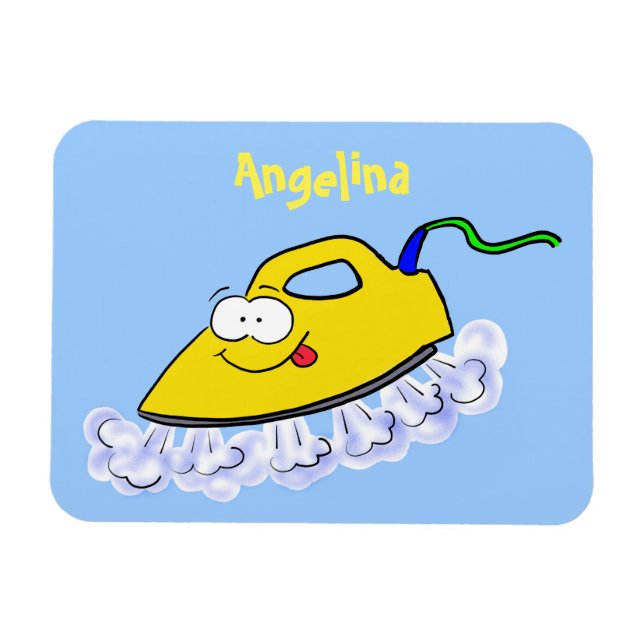 Funny cartoon iron laundry illustration magnet (Horizontal)