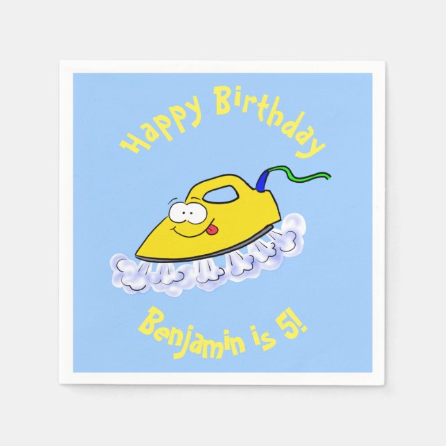 Funny cartoon iron laundry illustration napkin (Front)