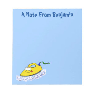 Funny cartoon iron laundry illustration notepad