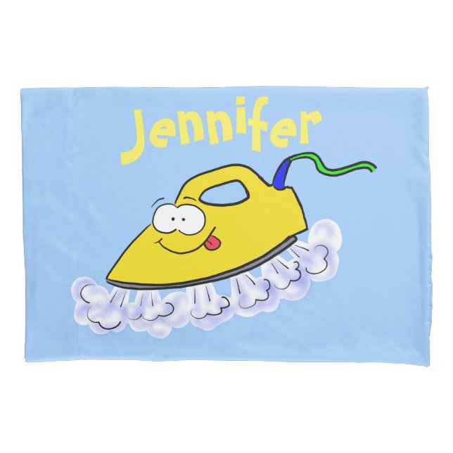 Funny cartoon iron laundry illustration pillowcase (Front)