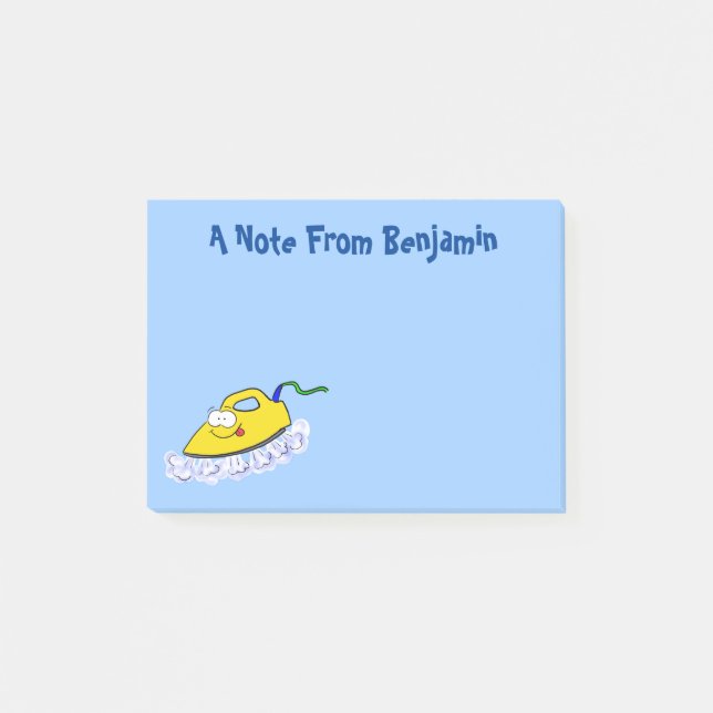Funny cartoon iron laundry illustration post-it notes (Front)