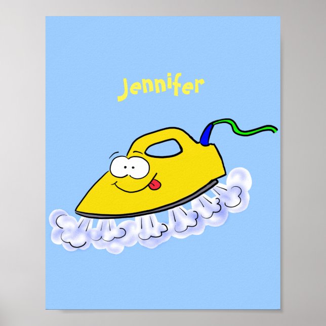 Funny cartoon iron laundry illustration poster (Front)