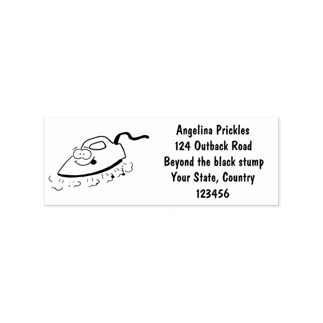 Funny cartoon iron laundry illustration rubber stamp (Imprint)