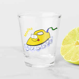 Funny cartoon iron laundry illustration shot glass