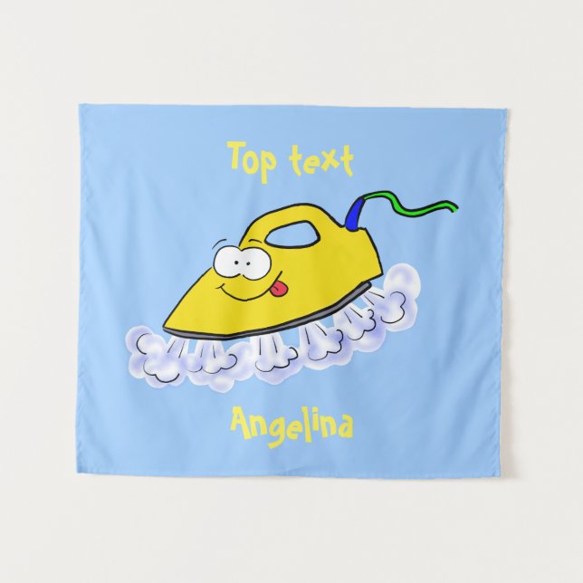 Funny cartoon iron laundry illustration  tapestry (Front (Horizontal))