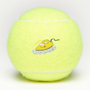 Funny cartoon iron laundry illustration tennis balls