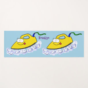 Funny cartoon iron laundry illustration yoga mat