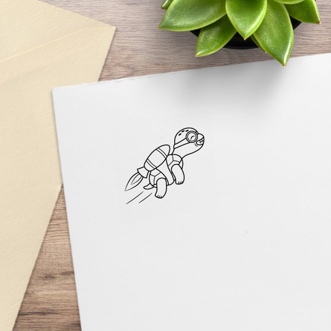 Funny Cartoon Jetpack Turtle 2 Rubber Stamp (Creator Uploaded)
