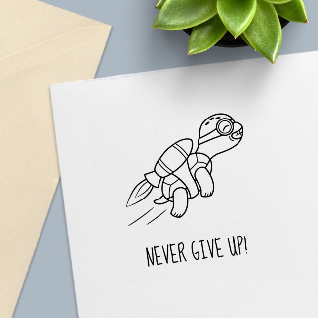 Funny Cartoon Jetpack Turtle Motivational  Self-inking Stamp (Creator Uploaded)