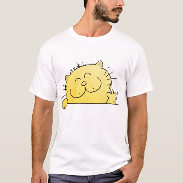 Funny Cartoon Kitty Hello T-Shirt (Front)