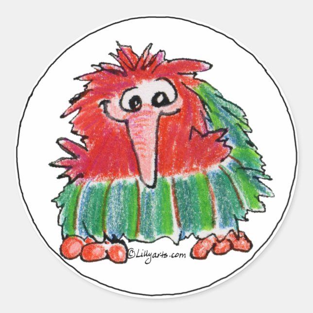 Funny Cartoon Kiwi Bird 3 Round Sticker (Front)