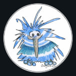 Funny Cartoon Kiwi Bird 5 Round Sticker<br><div class="desc">This funny blue striped baby kiwi cartoon bird is a perfect whimsical addition to Christmas or Hanukkah decorations or just as an everyday sticker. Decorate envelopes with seals, add on notebooks or journals, use as accents to cards, stationary or for scrapbooks. Hit the "customise it" button to resize and add...</div>