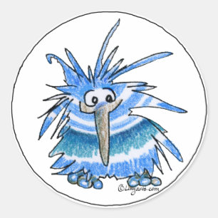 Funny Cartoon Kiwi Bird 5 Round Sticker