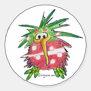Funny Cartoon Kiwi Bird Round Sticker