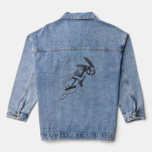 Funny Cartoon Large Jack Rabbit  Denim Jacket