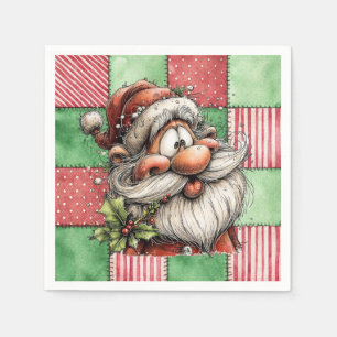 Funny Cartoon Laughing Santa Napkin