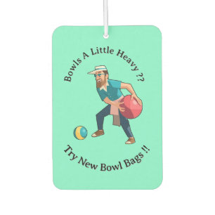 Funny Cartoon Lawn Bowler With A Heavy Bowl, Car Air Freshener