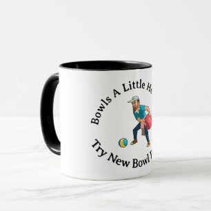 Funny Cartoon Lawn Bowler With A Heavy Bowl, Mug