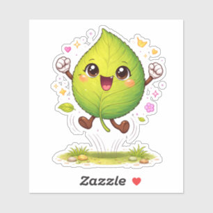 Funny cartoon leaf Custom-Cut Vinyl Sticker