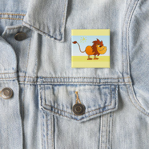Funny Cartoon Lion in the Sun Safari Animal 15 Cm Square Badge