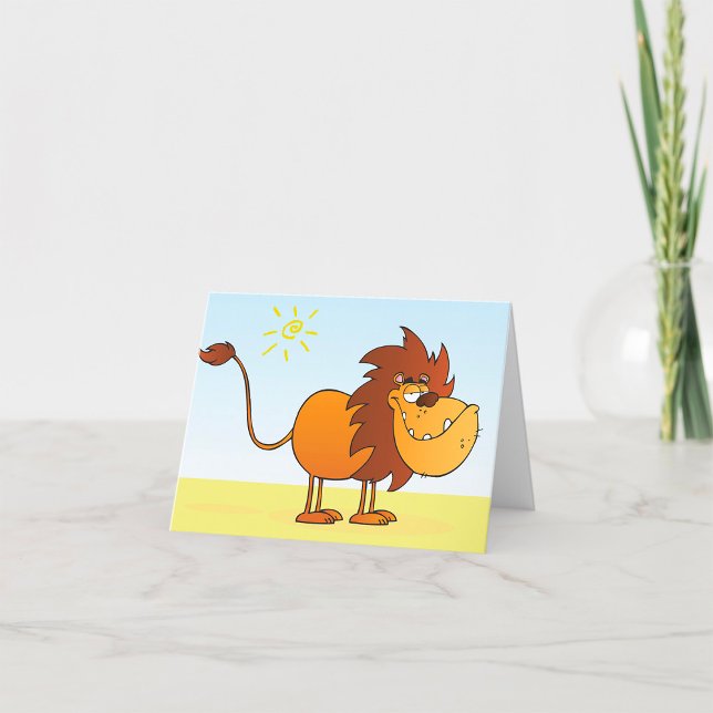 Funny Cartoon Lion in the Sun Safari Animal Thank You Card (Creator Uploaded)