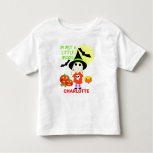 Funny Cartoon Little Wicked Witch  Halloween Toddler T-Shirt