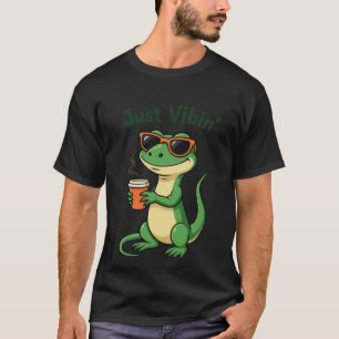 Funny Cartoon Lizard Meme T-Shirt Just Vibin