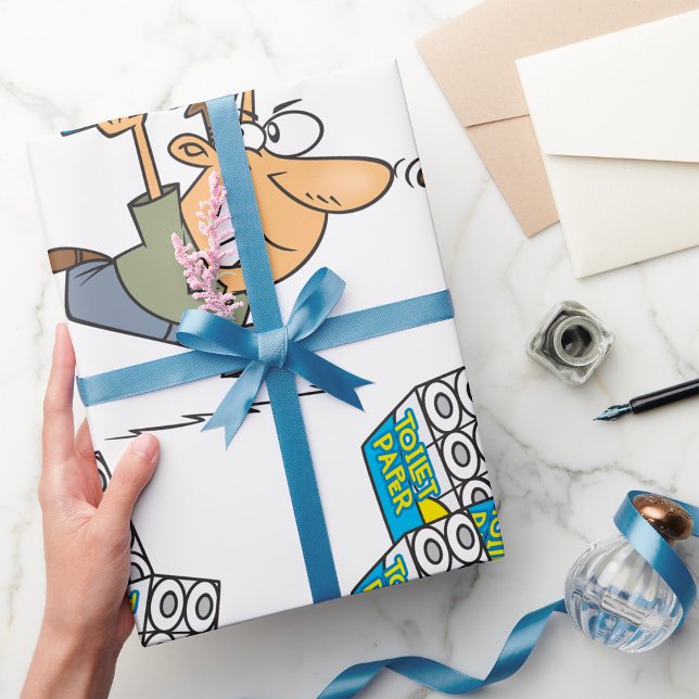 Funny Cartoon Man Panic Buying Toilet Paper (Creator Uploaded)