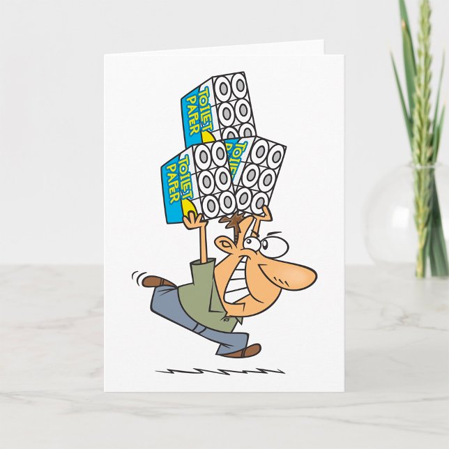 Funny Cartoon Man Panic Buying Toilet Paper Card (Creator Uploaded)