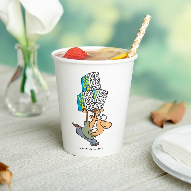 Funny Cartoon Man Panic Buying Toilet Paper Paper Cups (Creator Uploaded)