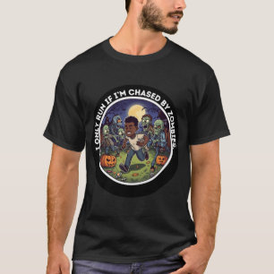 Funny Cartoon Man Running from Zombies Halloween H T-Shirt