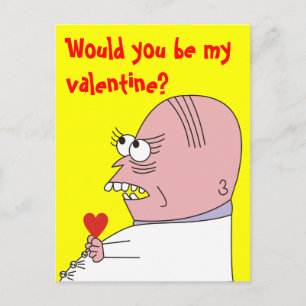 Funny Cartoon Man Valentine's Day Postcard