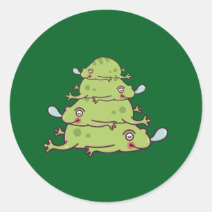 Funny Cartoon Modern Simply Classic Frogs  Round Sticker