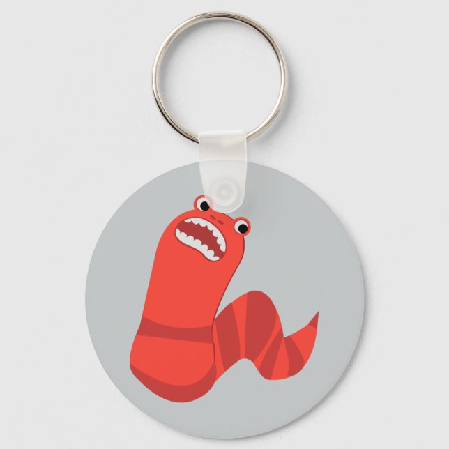 Funny Cartoon Mongolian Death Worm Key Ring (Front)