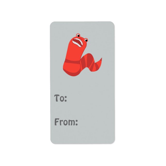 Funny Cartoon Mongolian Death Worm Label (Front)