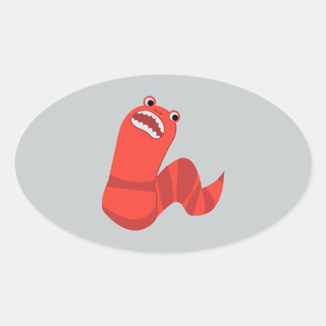 Funny Cartoon Mongolian Death Worm Oval Sticker (Front)